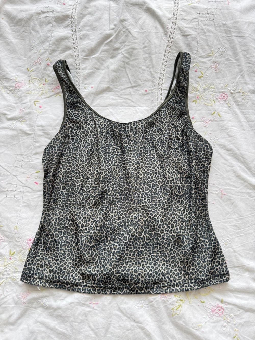 Leopard Print Women's Tank Top - Black/Green - Picture 1 of 5